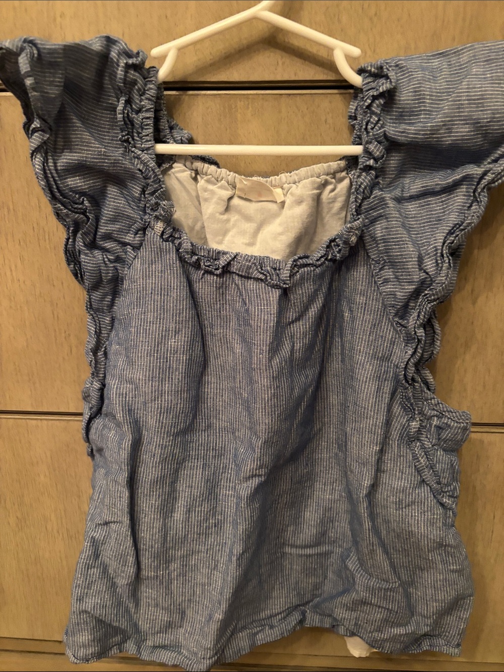 Crewcuts Blue Striped Ruffle-Trim Tank L/10-11